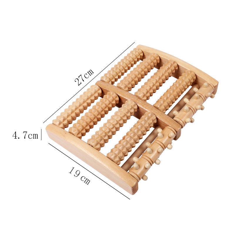 Wood Six Row Large Roller Foot Acupoint Hand Massage Foot Massager.